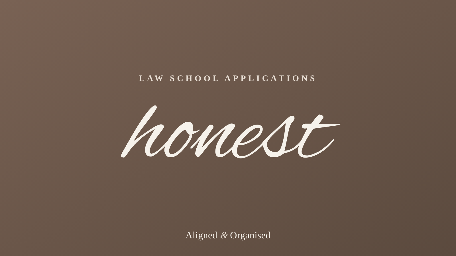 An editorial cover for Law School Applications, with the word honest in script